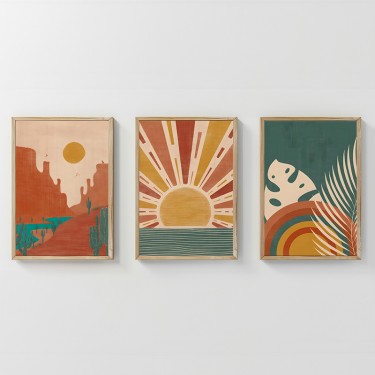 Πίνακας Bemvy τρίπτυχος με ψηφιακή εκτύπωση και πλαίσιο 33x1.5x48εκ Υλικό: SOLID WOOD - 3MM CARDBOARD 409-000184