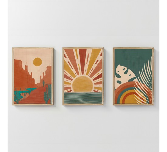 Πίνακας Bemvy τρίπτυχος με ψηφιακή εκτύπωση και πλαίσιο 33x1.5x48εκ Υλικό: SOLID WOOD - 3MM CARDBOARD 409-000184