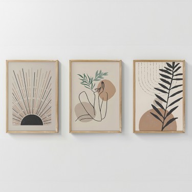 Πίνακας Gonma τρίπτυχος με ψηφιακή εκτύπωση και πλαίσιο 33x1.5x48εκ Υλικό: SOLID WOOD - 3MM CARDBOARD 409-000189