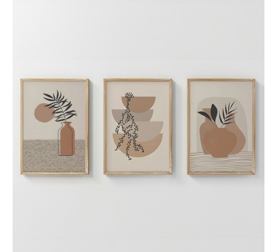 Πίνακας Derzy τρίπτυχος με ψηφιακή εκτύπωση και πλαίσιο 33x1.5x48εκ Υλικό: SOLID WOOD - 3MM CARDBOARD 409-000192