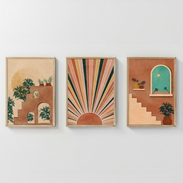 Πίνακας Quesin τρίπτυχος με ψηφιακή εκτύπωση και πλαίσιο 33x1.5x48εκ Υλικό: SOLID WOOD - 3MM CARDBOARD 409-000195