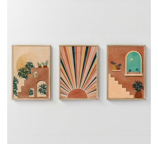 Πίνακας Quesin τρίπτυχος με ψηφιακή εκτύπωση και πλαίσιο 33x1.5x48εκ Υλικό: SOLID WOOD - 3MM CARDBOARD 409-000195