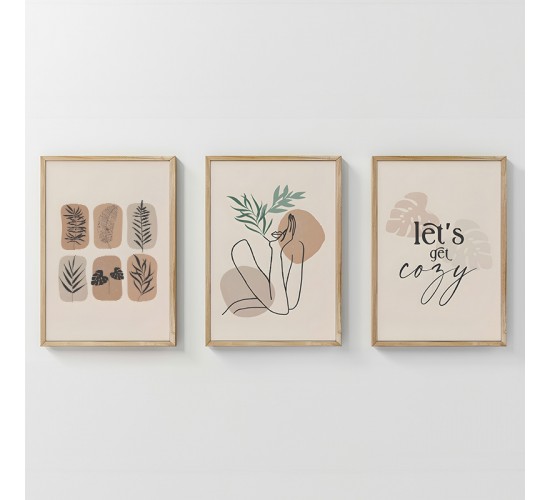 Πίνακας Xinbia τρίπτυχος με ψηφιακή εκτύπωση και πλαίσιο 33x1.5x48εκ Υλικό: SOLID WOOD - 3MM CARDBOARD 409-000196