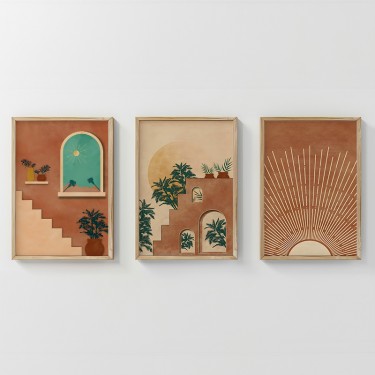 Πίνακας Affera τρίπτυχος με ψηφιακή εκτύπωση και πλαίσιο 33x1.5x48εκ Υλικό: SOLID WOOD - 3MM CARDBOARD 409-000197