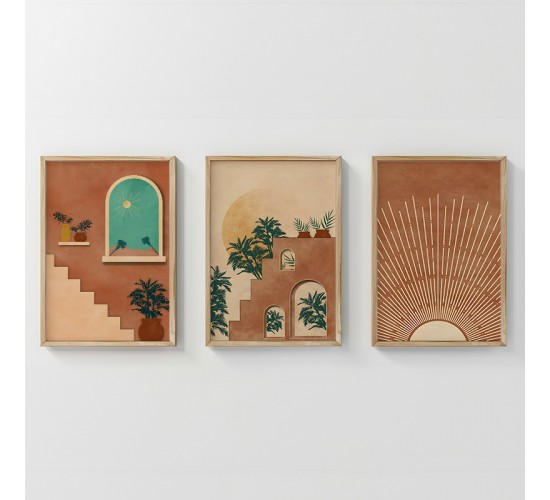 Πίνακας Affera τρίπτυχος με ψηφιακή εκτύπωση και πλαίσιο 33x1.5x48εκ Υλικό: SOLID WOOD - 3MM CARDBOARD 409-000197