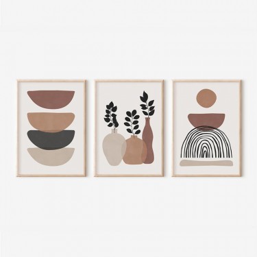 Πίνακας Yenia τρίπτυχος με ψηφιακή εκτύπωση και πλαίσιο 33x1.5x48εκ Υλικό: SOLID WOOD - 3MM CARDBOARD 409-000200