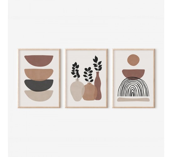 Πίνακας Yenia τρίπτυχος με ψηφιακή εκτύπωση και πλαίσιο 33x1.5x48εκ Υλικό: SOLID WOOD - 3MM CARDBOARD 409-000200