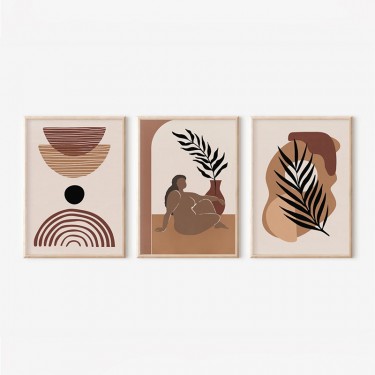 Πίνακας Fanzia τρίπτυχος με ψηφιακή εκτύπωση και πλαίσιο 33x1.5x48εκ Υλικό: SOLID WOOD - 3MM CARDBOARD 409-000203