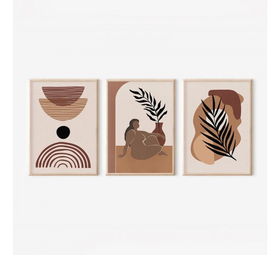 Πίνακας Fanzia τρίπτυχος με ψηφιακή εκτύπωση και πλαίσιο 33x1.5x48εκ Υλικό: SOLID WOOD - 3MM CARDBOARD 409-000203