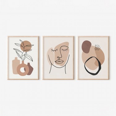 Πίνακας Grende τρίπτυχος με ψηφιακή εκτύπωση και πλαίσιο 33x1.5x48εκ Υλικό: SOLID WOOD - 3MM CARDBOARD 409-000238