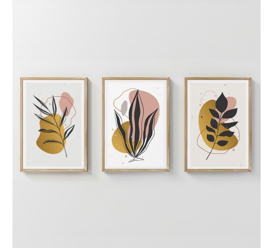 Πίνακας Kereby τρίπτυχος με ψηφιακή εκτύπωση και πλαίσιο 33x1.5x48εκ Υλικό: SOLID WOOD - 3MM CARBOARD 409-000240