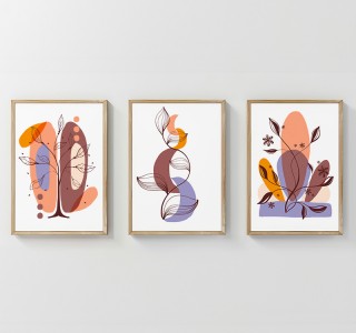 Πίνακας Viora τρίπτυχος με ψηφιακή εκτύπωση και πλαίσιο 33x1.5x48εκ Υλικό: SOLID WOOD - 3MM CARDBOARD 409-000244