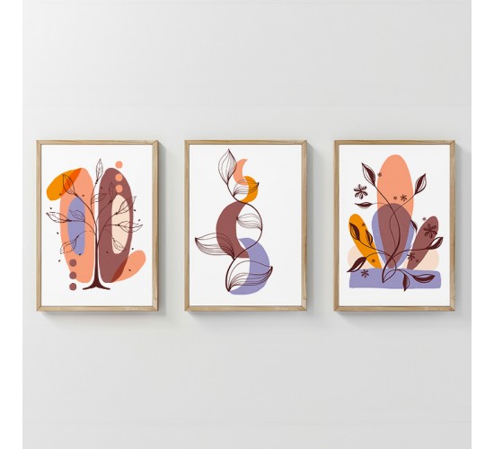 Πίνακας Viora τρίπτυχος με ψηφιακή εκτύπωση και πλαίσιο 33x1.5x48εκ Υλικό: SOLID WOOD - 3MM CARDBOARD 409-000244