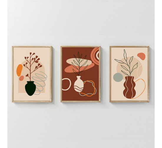 Πίνακας Nyra τρίπτυχος με ψηφιακή εκτύπωση και πλαίσιο 33x1.5x48εκ Υλικό: SOLID WOOD - 3MM CARDBOARD 409-000246