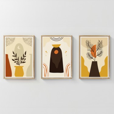 Πίνακας Caelo τρίπτυχος με ψηφιακή εκτύπωση και πλαίσιο 33x1.5x48εκ Υλικό: SOLID WOOD - 3MM CARDBOARD 409-000247