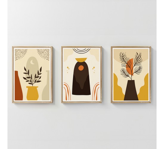 Πίνακας Caelo τρίπτυχος με ψηφιακή εκτύπωση και πλαίσιο 33x1.5x48εκ Υλικό: SOLID WOOD - 3MM CARDBOARD 409-000247