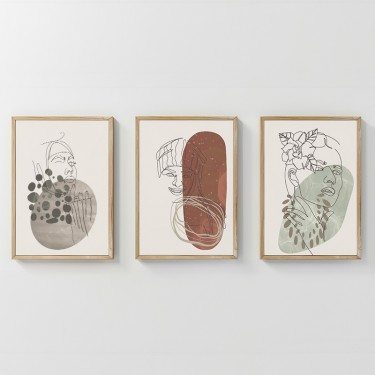 Πίνακας Aelra τρίπτυχος με ψηφιακή εκτύπωση και πλαίσιο 33x1.5x48εκ Υλικό: SOLID WOOD - 3MM CARDBOARD 409-000253