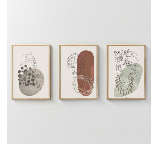 Πίνακας Aelra τρίπτυχος με ψηφιακή εκτύπωση και πλαίσιο 33x1.5x48εκ Υλικό: SOLID WOOD - 3MM CARDBOARD 409-000253