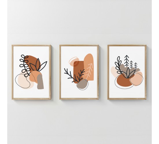 Πίνακας Vynor τρίπτυχος με ψηφιακή εκτύπωση και πλαίσιο 33x1.5x48εκ Υλικό: SOLID WOOD - 3MM CARDBOARD 409-000254