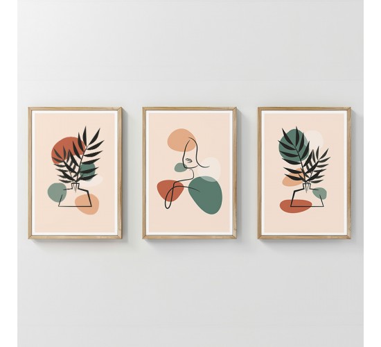 Πίνακας Elix τρίπτυχος με ψηφιακή εκτύπωση και πλαίσιο 33x1.5x48εκ Υλικό: SOLID WOOD - 3MM CARDBOARD 409-000255