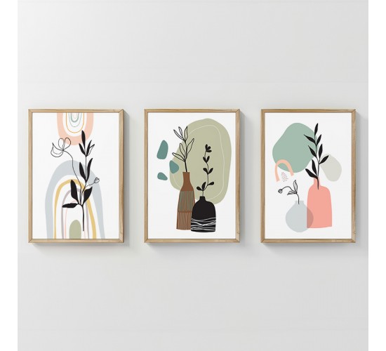 Πίνακας Thalyn τρίπτυχος με ψηφιακή εκτύπωση και πλαίσιο 33x1.5x48εκ Υλικό: SOLID WOOD - 3MM CARDBOARD 409-000256