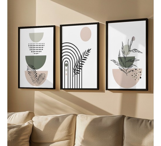 Πίνακας Elyra τρίπτυχος με ψηφιακή εκτύπωση και πλαίσιο 33x1.5x48εκ Υλικό: SOLID WOOD - 3MM CARDBOARD 409-000275