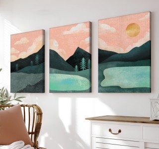 Πίνακας σε καμβά Anbel τρίπτυχος με ψηφιακή εκτύπωση και πλαίσιο 40x2x60εκ Υλικό: SOLID WOOD - 3MM CARDBOARD 409-000290