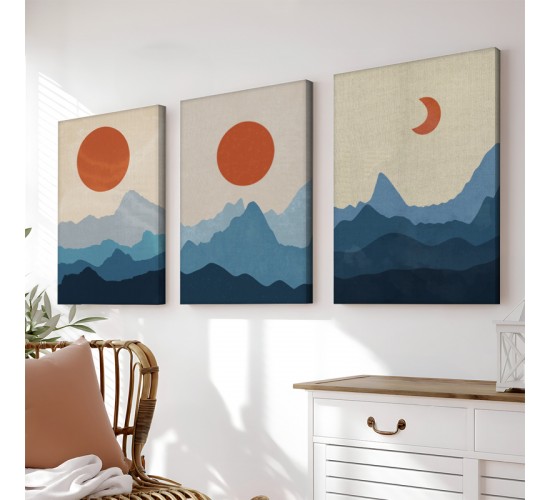 Πίνακας σε καμβά Voriel τρίπτυχος με ψηφιακή εκτύπωση και πλαίσιο 40x2x60εκ Υλικό: SOLID WOOD - 3MM CARDBOARD 409-000291