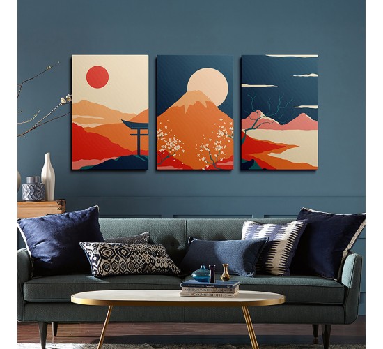 Πίνακας σε καμβά Mevra τρίπτυχος με ψηφιακή εκτύπωση και πλαίσιο 50x2x70εκ Υλικό: SOLID WOOD - 3MM CARDBOARD 409-000293