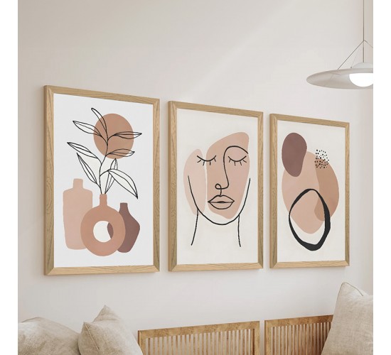 Πίνακας Minilo τρίπτυχος με ψηφιακή εκτύπωση και πλαίσιο 33x0.3x48εκ Υλικό: 100%  MDF 409-000312