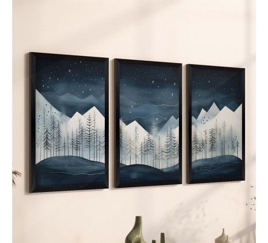 Πίνακας Wavy τρίπτυχος με ψηφιακή εκτύπωση και πλαίσιο 33x0.3x48εκ Υλικό: 100%  MDF 409-000314