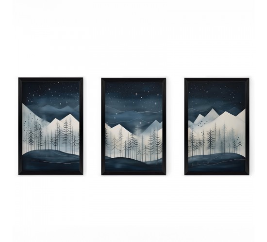 Πίνακας Wavy τρίπτυχος με ψηφιακή εκτύπωση και πλαίσιο 33x0.3x48εκ Υλικό: 100%  MDF 409-000314