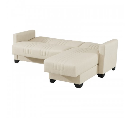 Γωνιακός καναπές-κρεβάτι αναστρέψιμος Stashio ύφασμα κρεμ 202x143x84εκ Υλικό: FABRIC 418-000001