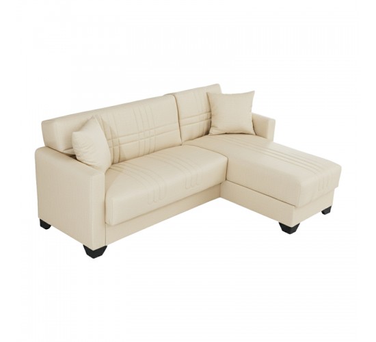 Γωνιακός καναπές-κρεβάτι αναστρέψιμος Stashio ύφασμα κρεμ 202x143x84εκ Υλικό: FABRIC 418-000001