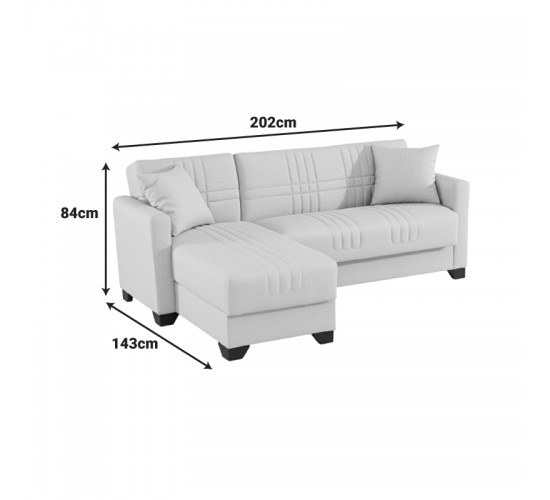 Γωνιακός καναπές-κρεβάτι αναστρέψιμος Stashio ύφασμα κρεμ 202x143x84εκ Υλικό: FABRIC 418-000001