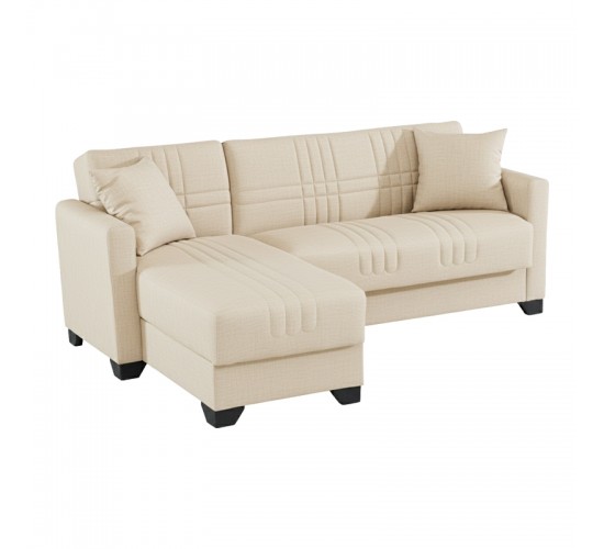 Γωνιακός καναπές-κρεβάτι αναστρέψιμος Stashio ύφασμα κρεμ 202x143x84εκ Υλικό: FABRIC 418-000001