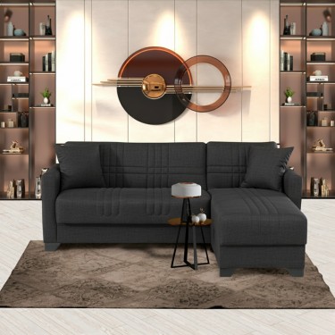 Γωνιακός καναπές-κρεβάτι αναστρέψιμος Stashio ύφασμα ανθρακί 202x143x84εκ Υλικό: FABRIC 418-000002