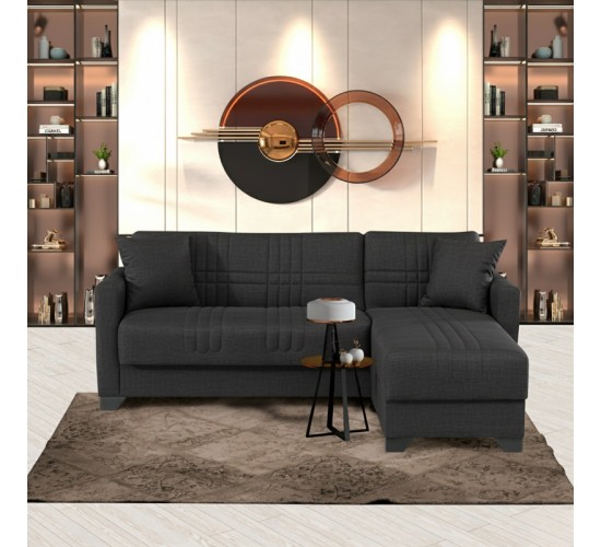 Γωνιακός καναπές-κρεβάτι αναστρέψιμος Stashio ύφασμα ανθρακί 202x143x84εκ Υλικό: FABRIC 418-000002