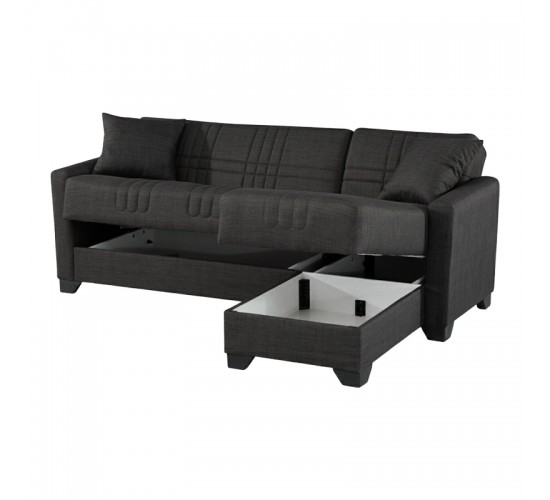 Γωνιακός καναπές-κρεβάτι αναστρέψιμος Stashio ύφασμα ανθρακί 202x143x84εκ Υλικό: FABRIC 418-000002