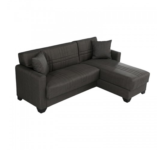 Γωνιακός καναπές-κρεβάτι αναστρέψιμος Stashio ύφασμα ανθρακί 202x143x84εκ Υλικό: FABRIC 418-000002