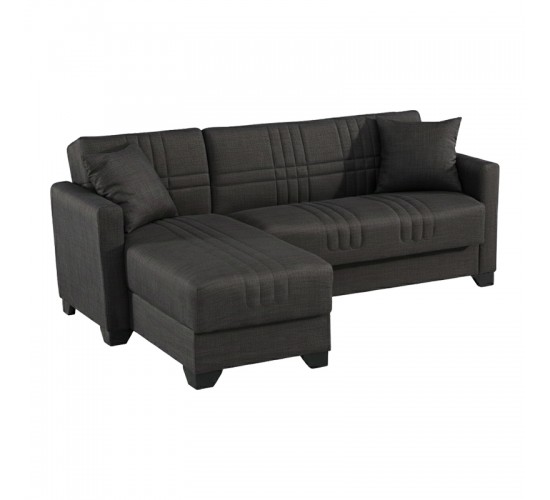 Γωνιακός καναπές-κρεβάτι αναστρέψιμος Stashio ύφασμα ανθρακί 202x143x84εκ Υλικό: FABRIC 418-000002