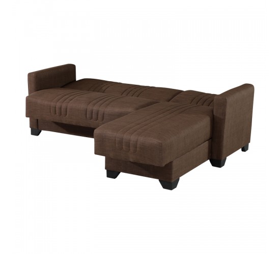 Γωνιακός καναπές-κρεβάτι αναστρέψιμος Stashio ύφασμα καφε 202x143x84εκ Υλικό: FABRIC 418-000003