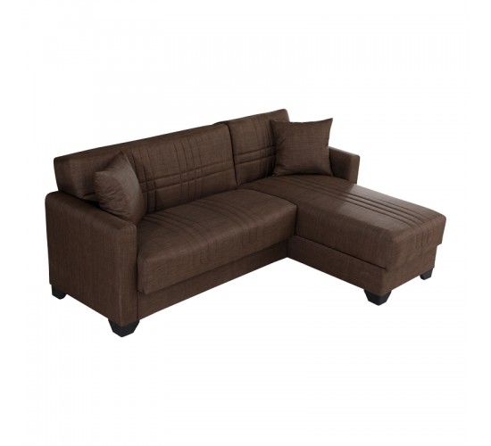 Γωνιακός καναπές-κρεβάτι αναστρέψιμος Stashio ύφασμα καφε 202x143x84εκ Υλικό: FABRIC 418-000003