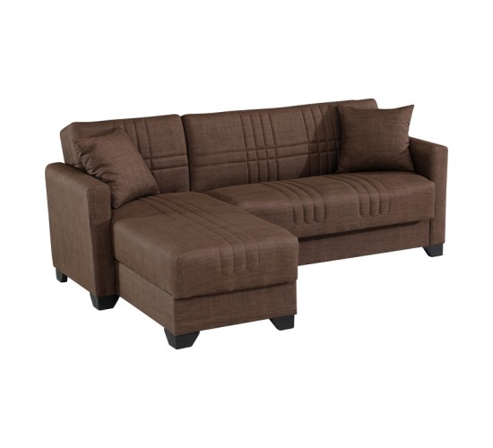 Γωνιακός καναπές-κρεβάτι αναστρέψιμος Stashio ύφασμα καφε 202x143x84εκ Υλικό: FABRIC 418-000003