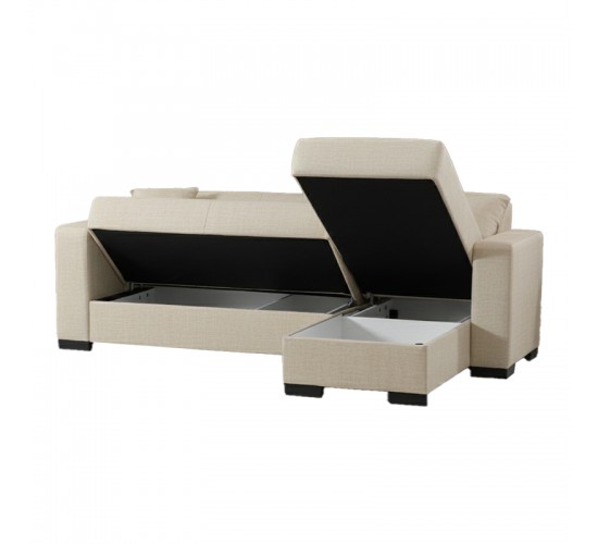 Γωνιακός καναπές-κρεβάτι αναστρέψιμος Dumma ύφασμα κρεμ 226x148x86εκ Υλικό: FABRIC 418-000004