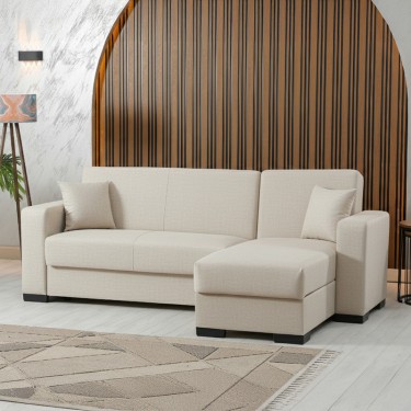 Γωνιακός καναπές-κρεβάτι αναστρέψιμος Dumma ύφασμα κρεμ 226x148x86εκ Υλικό: FABRIC 418-000004