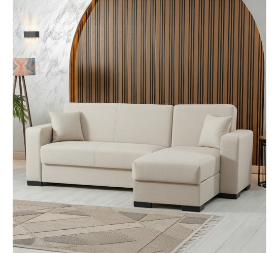 Γωνιακός καναπές-κρεβάτι αναστρέψιμος Dumma ύφασμα κρεμ 226x148x86εκ Υλικό: FABRIC 418-000004