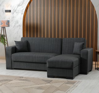 Γωνιακός καναπές-κρεβάτι αναστρέψιμος Dumma ύφασμα ανθρακί 226x148x86εκ Υλικό: FABRIC 418-000005