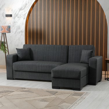 Γωνιακός καναπές-κρεβάτι αναστρέψιμος Dumma ύφασμα ανθρακί 226x148x86εκ Υλικό: FABRIC 418-000005