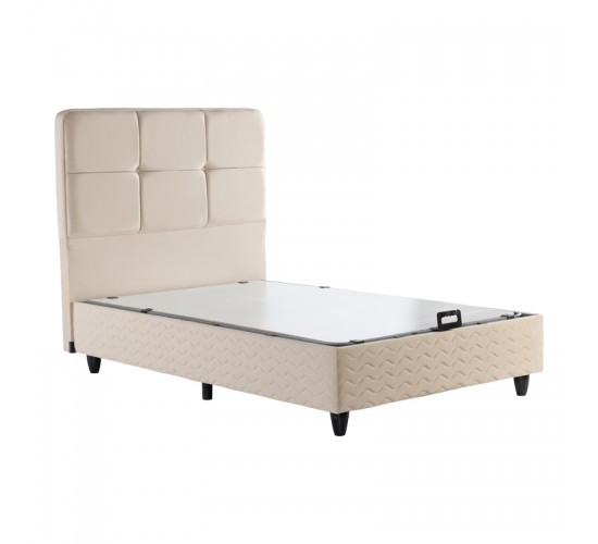 Κρεβάτι ημίδιπλο Punto με αποθηκευτικό χώρο κρεμ βελούδο 120x200εκ Υλικό: MELAMINE CHIPBOARD - SPONGE - FOAM - VELVET - PP 424-000001